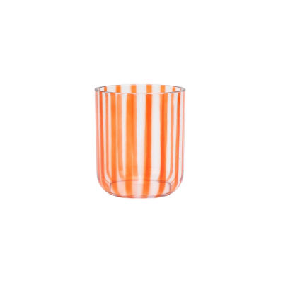 Outdoor Picnic Plastic Striped Orange Short Tumbler