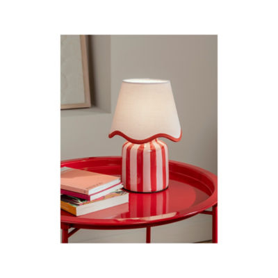 Red Striped Battery Lamp
