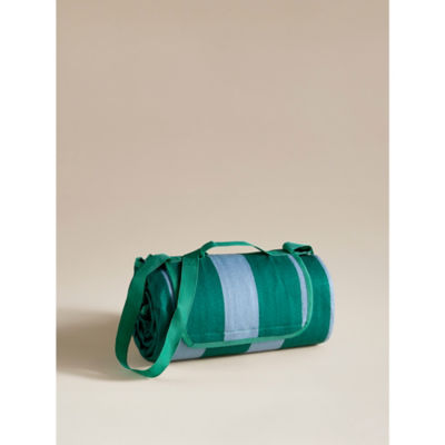 Blue & Green Striped Picnic Rug thumbnail 2