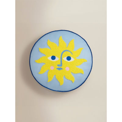 Blue Round Sun-Shaped Cushion