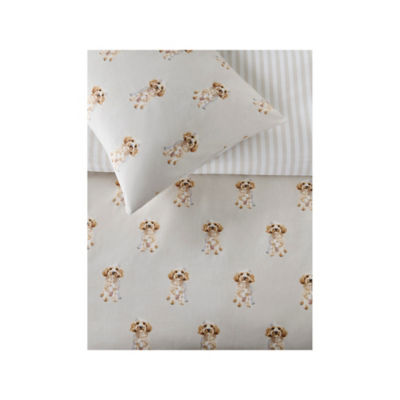 Beige & White Cockapoo Reversible Duvet Set Single thumbnail 3