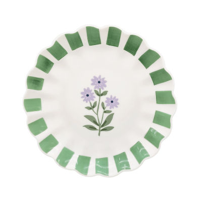 Outdoor Picnic Plastic Scalloped Floral Dinner Plate