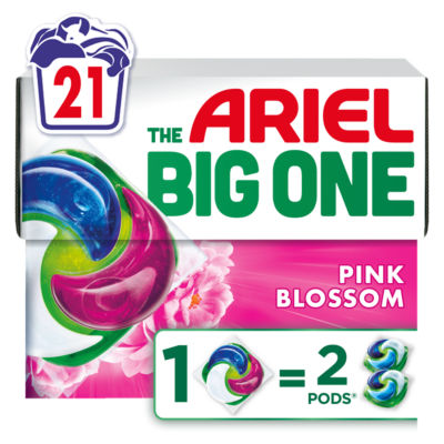Ariel The Big One Pink Blossom Washing Liquid Pods 21 Washes 762.3g