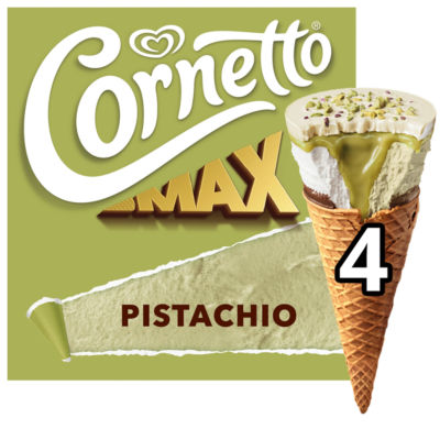 Cornetto MAX Pistachio Ice Cream Cones 4 x 90ml
