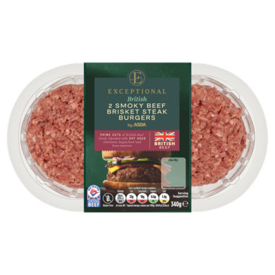 2 British Smoky Beef Brisket Steak Burgers 340g