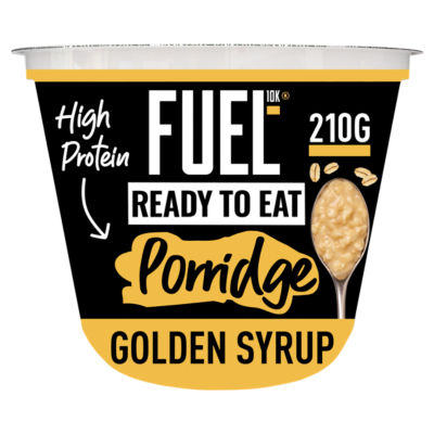 FUEL10K Ready to Eat Golden Syrup Flavour Oat High Protein Porridge Pot 210g