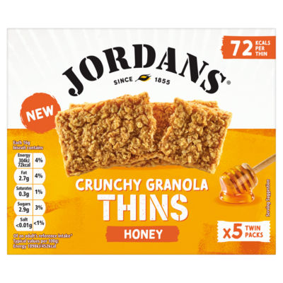 Granola Thins Honey Oat Cereal Snack Bars 5 x Packs of 2 Thins (160g) thumbnail 2