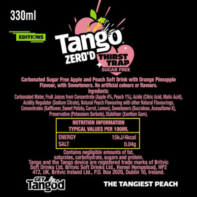 Zero'd Thirst Trap Peach, Pineapple and Orange Sugar Free 8 x 330ml Cans thumbnail 4