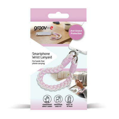 Groov-e Pink & White Wrist Lanyard for Smartphone thumbnail 2