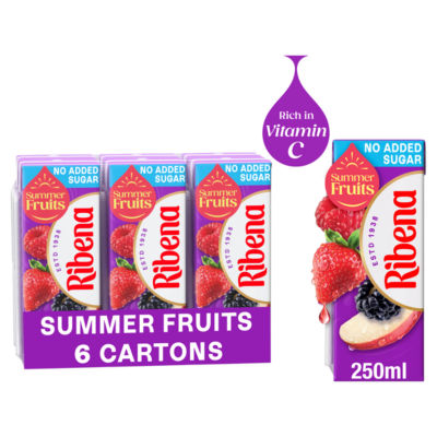 Summer Fruits No Added SugarJuice Drink Carton  6 x 250ml thumbnail 2