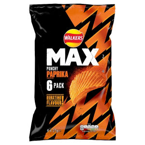 Walkers MAX Punchy Paprika Crisps 6 x 27g