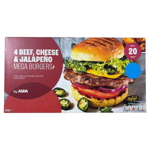4 Beef, Cheese & Jalapeño Mega Burgers 680g thumbnail 2