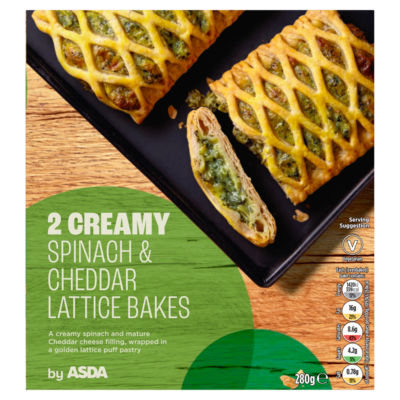 2 Creamy Spinach & Cheddar Lattice Bakes 280g