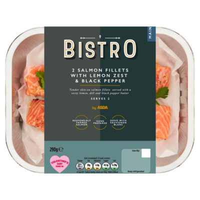 2 Salmon Fillets with Lemon Zest & Black Pepper 290g