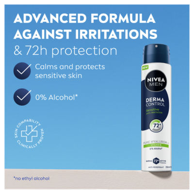 72h Derma Control Sensitive Anti-Perspirant Spray 250ml thumbnail 4