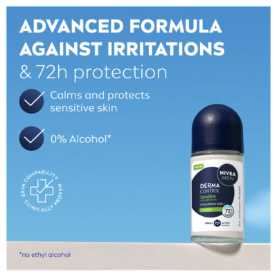 72h Derma Control Sensitive Anti-Perspirant Roll On 50ml thumbnail 4