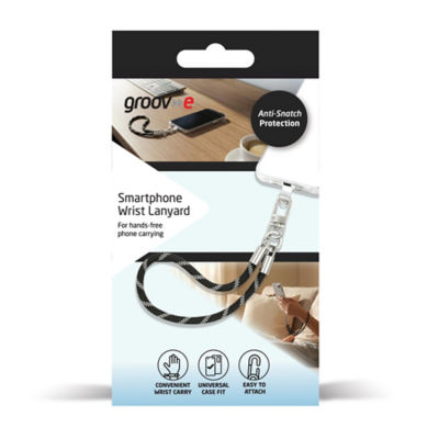 Groov-e Black & Grey Wrist Lanyard for Smartphone
