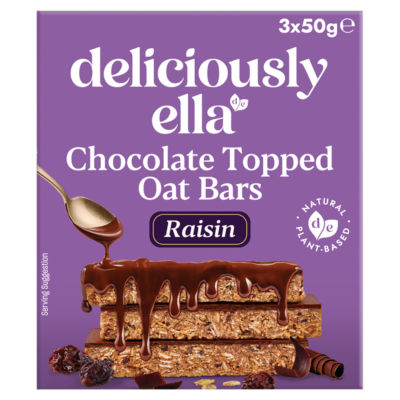 Deliciously Ella Chocolate Topped Raisin Oat Bars 3 x 50g