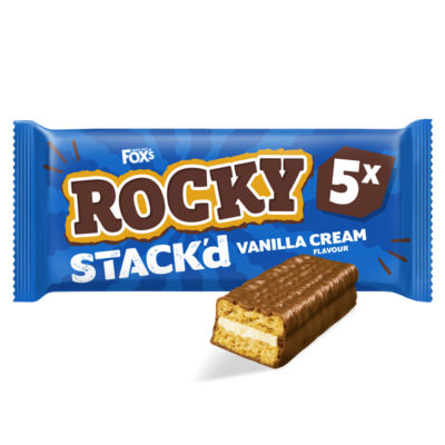 Biscuits Rocky STACK'd Vanilla Cream Flavour Biscuit Bars 5 Bars Multipack 125g thumbnail 2