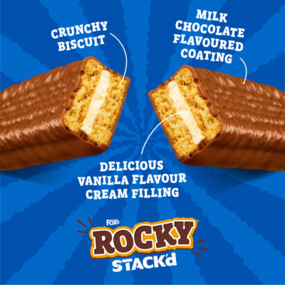 Biscuits Rocky STACK'd Vanilla Cream Flavour Biscuit Bars 5 Bars Multipack 125g thumbnail 4