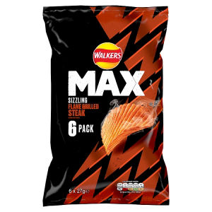 Max Sizzling Flame Grilled Steak Multipack Crisps 6x27g thumbnail 2