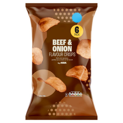 Beef & Onion Flavour Crisps 6 x 25g (150g)