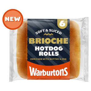 Warburtons 6 Soft and Sliced Brioche Hotdog Rolls with Butter and Egg