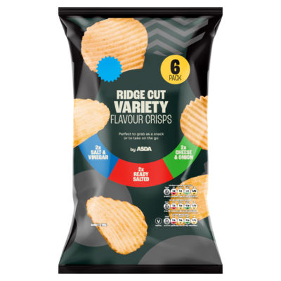 Ridge Cut Variety Flavour Crisps 6 x 30g (180g)