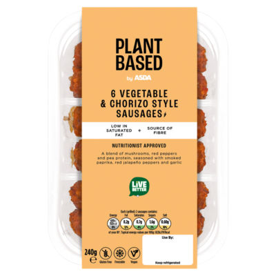 6 Vegetable & Chorizo Style Sausages 240g thumbnail 2