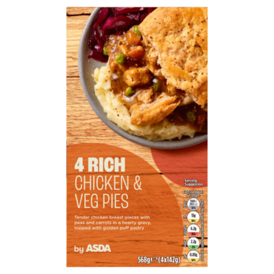 4 Rich Chicken & Veg Pies 568g (4 x 142g) thumbnail 2