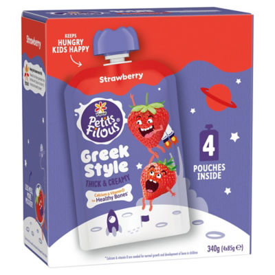 Kids Greek Style Strawberry Yoghurt Pouch 4x85g thumbnail 2
