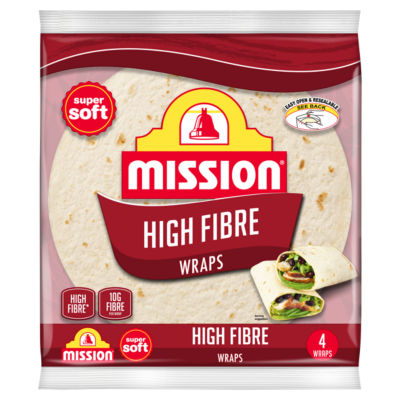 High Fibre Tortilla Wraps 4 Pack