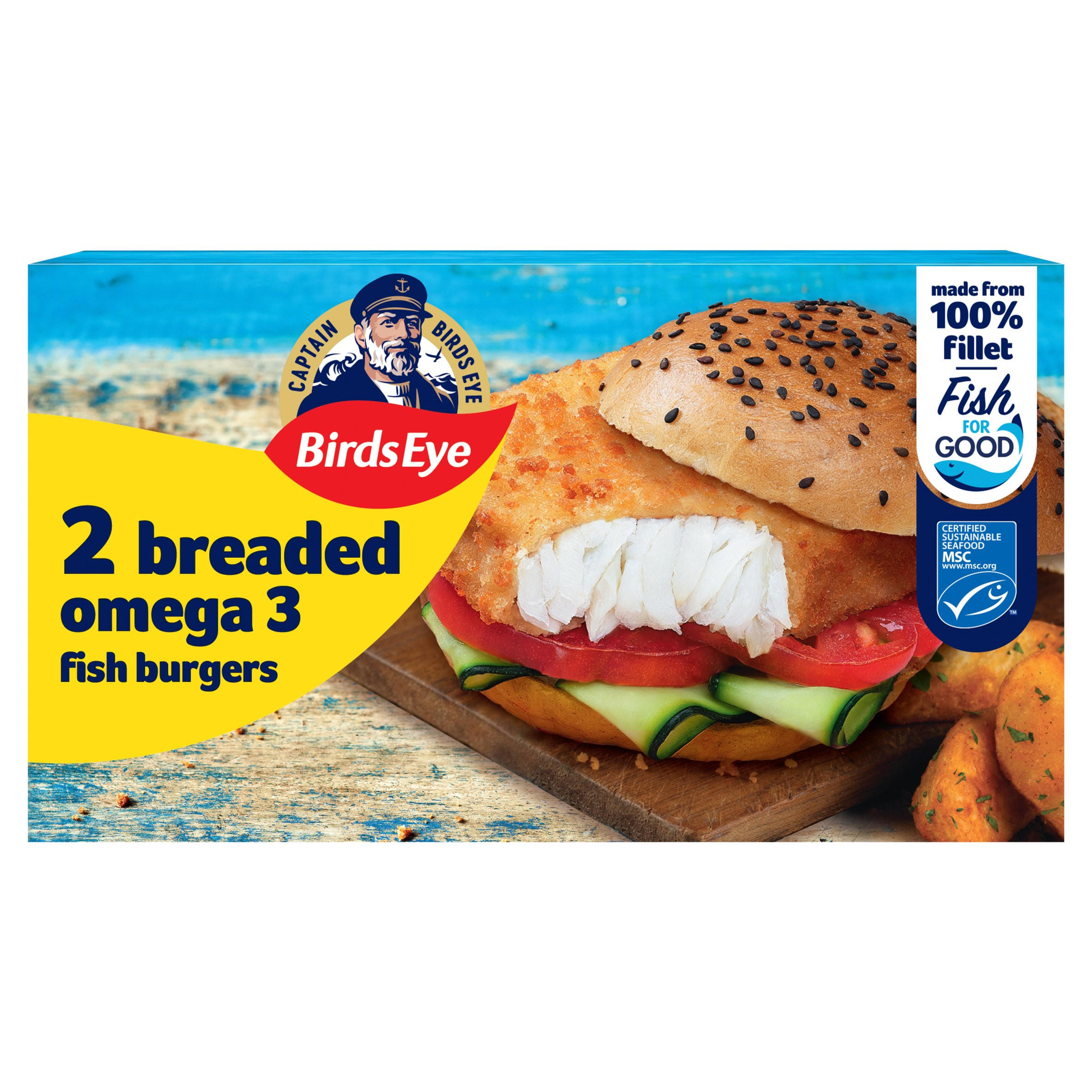 Birds Eye 2 MSC Breaded Omega 3 Fish Burgers
