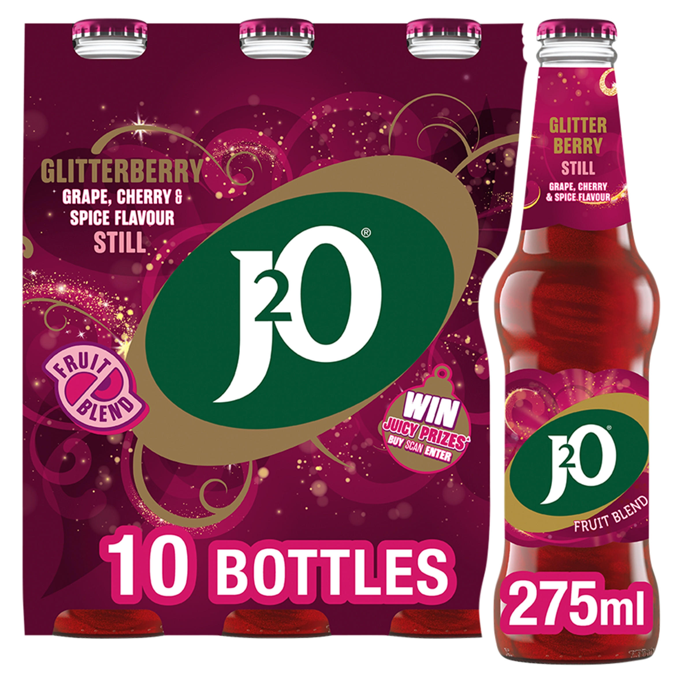 J2O Glitterberry Grape, Cherry & Spice Flavour Still 10 x 275ml