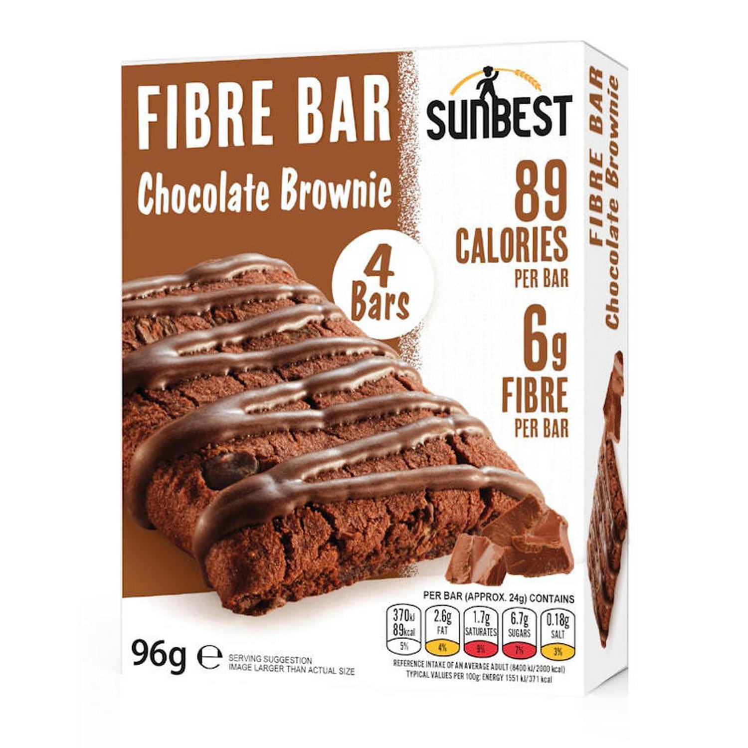 Sunbest 4 Pack Chocolate Brownie Fibre Bar (4x 24g)