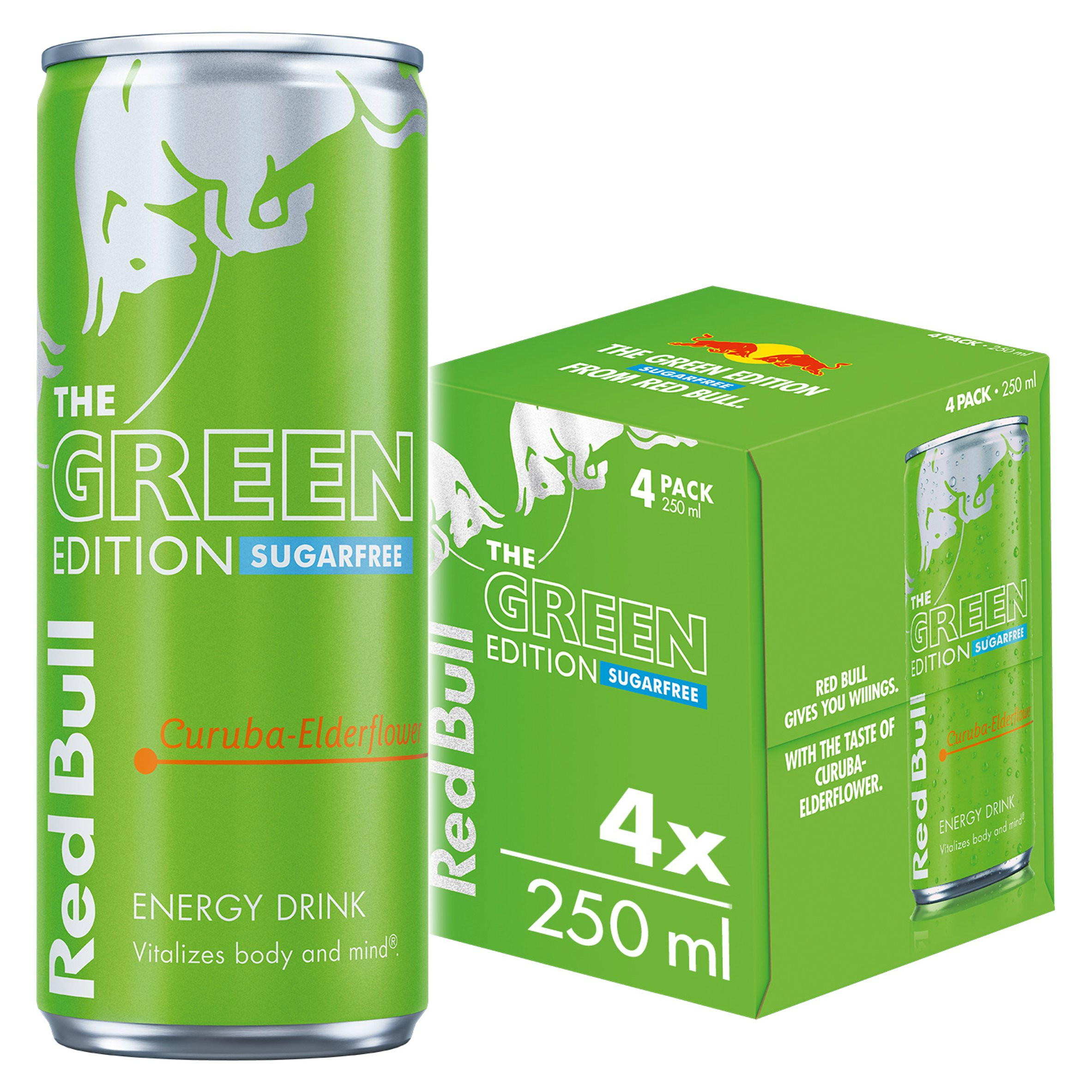 Red Bull Energy Drink Sugar Free Green Edition Curuba-Elderflower 250ml x 4