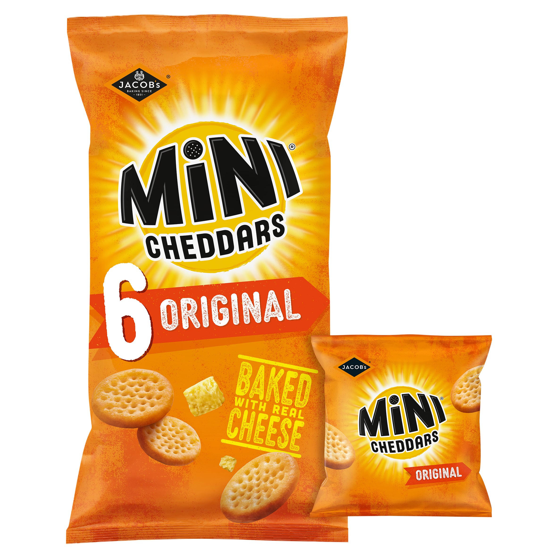 Jacob's Mini Cheddars Original Multipack Baked Snacks 6 Pack 6x23g