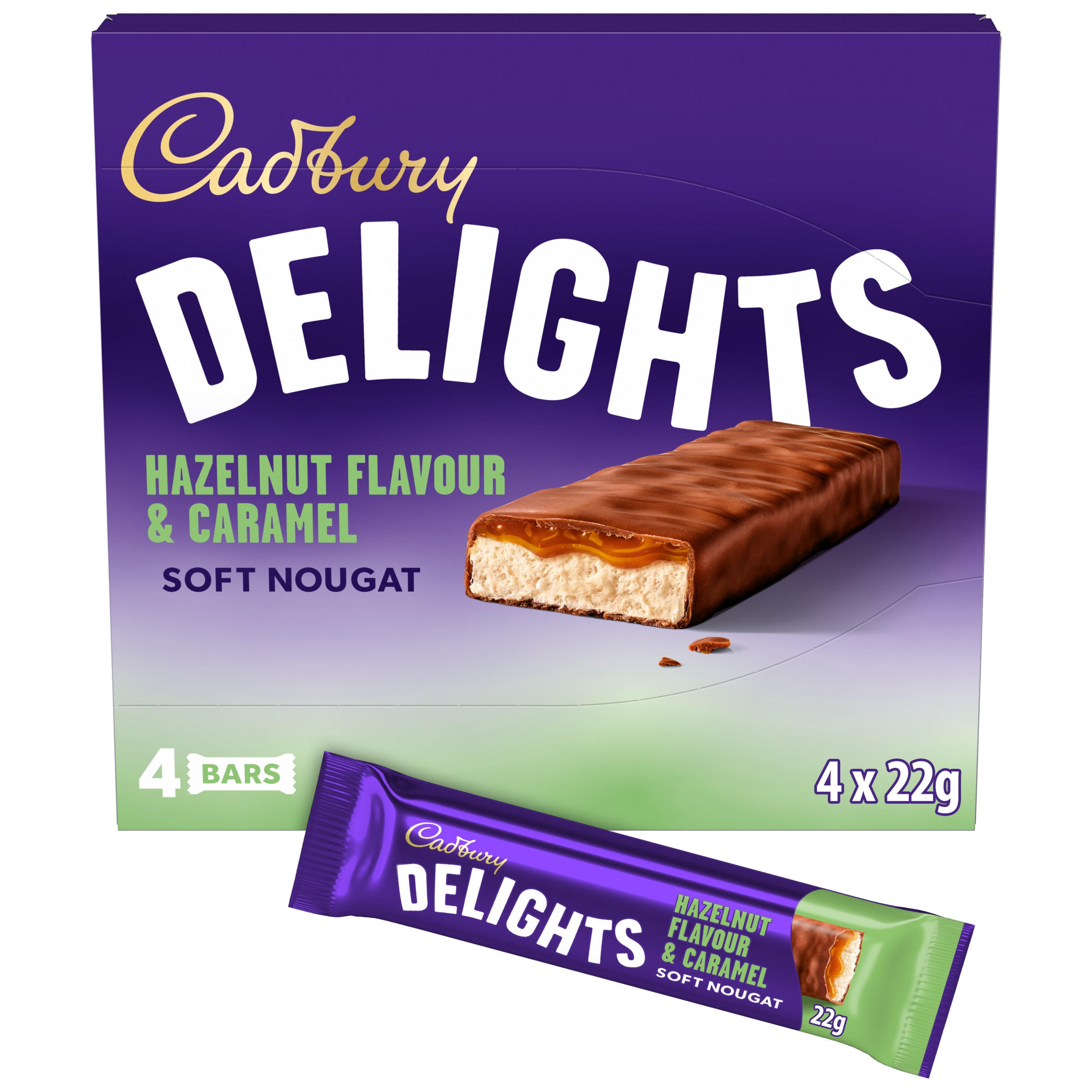 Cadbury Delights Chocolate Hazelnut Flavour & Caramel 4 Pack Multipack 88g (4 x 22g)
