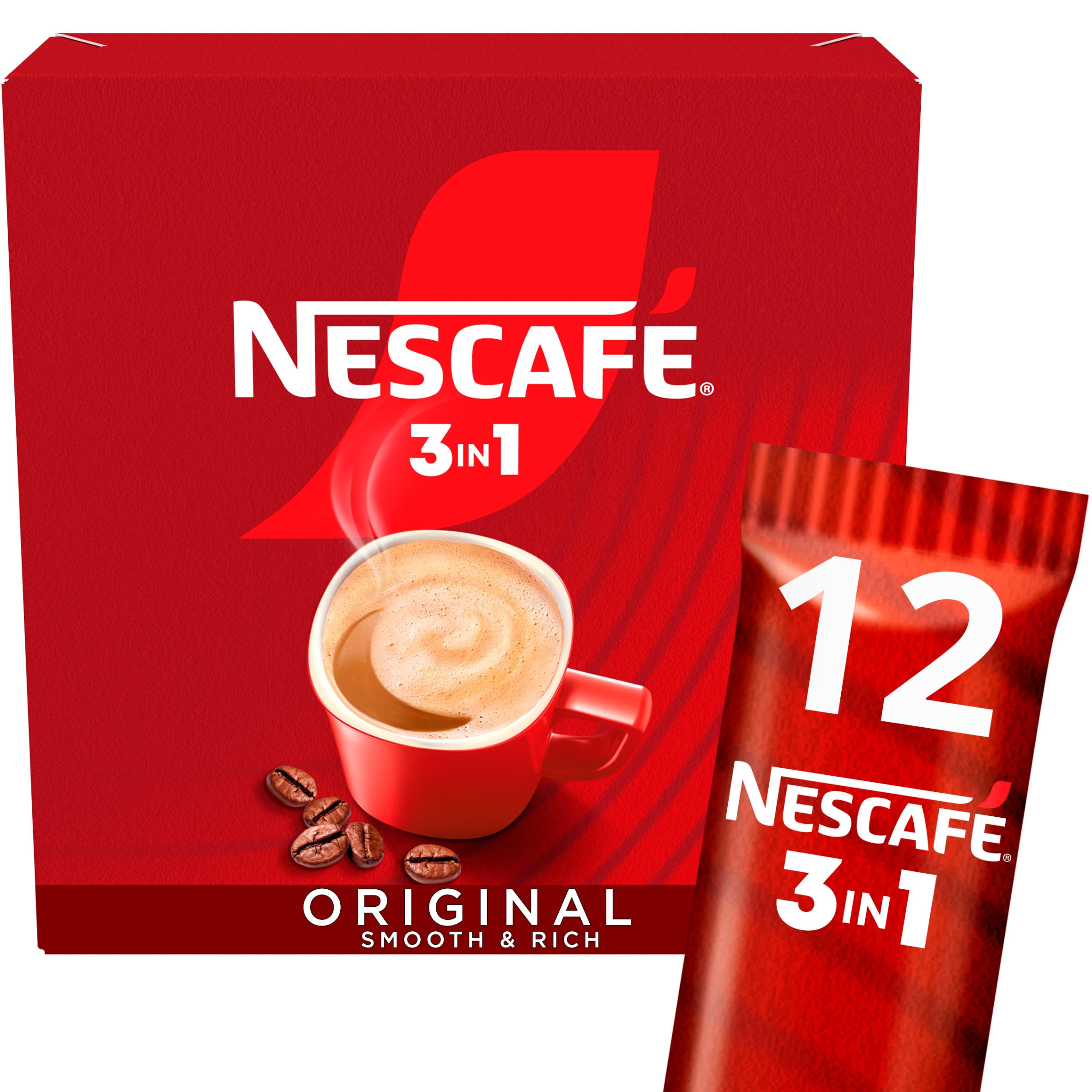 Nescafe 3in1 Original Instant Coffee Sachets 12 x 16g