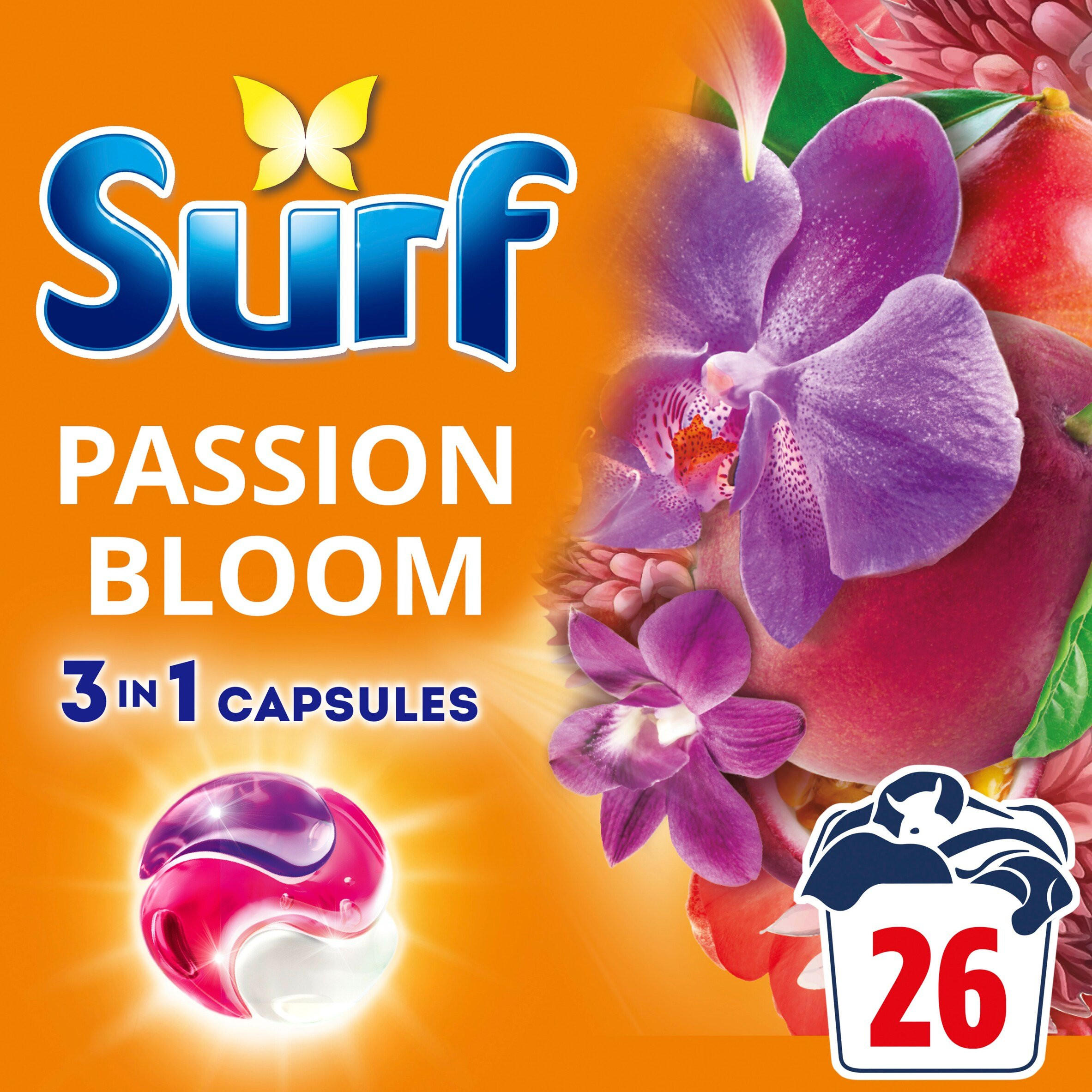 Surf 3 in 1 Passion Bloom Laundry Washing Detergent Capsules 26 washes