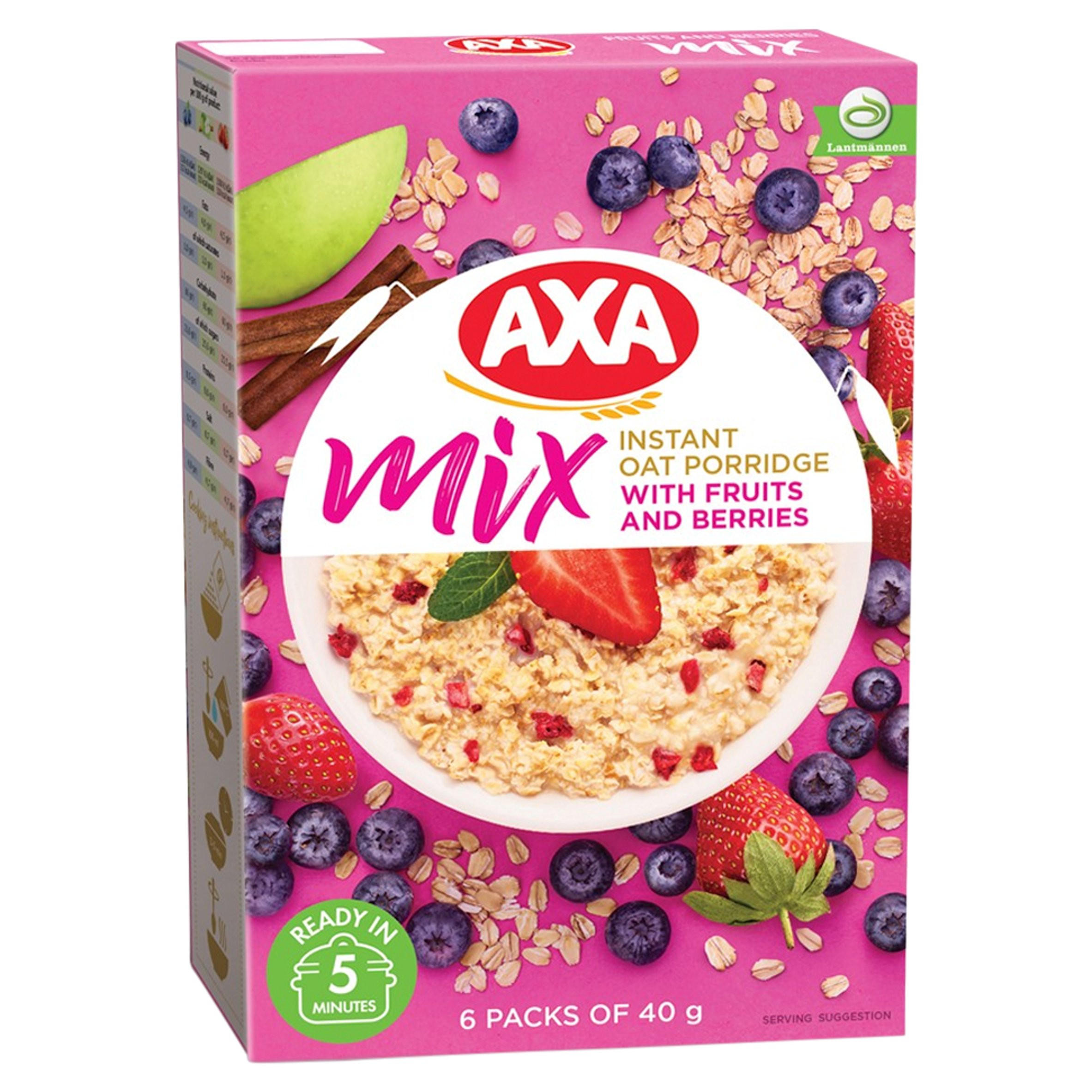 Axa Instant Oat Porridge Mix with Fruits and Berries 6 x 40g (240g)