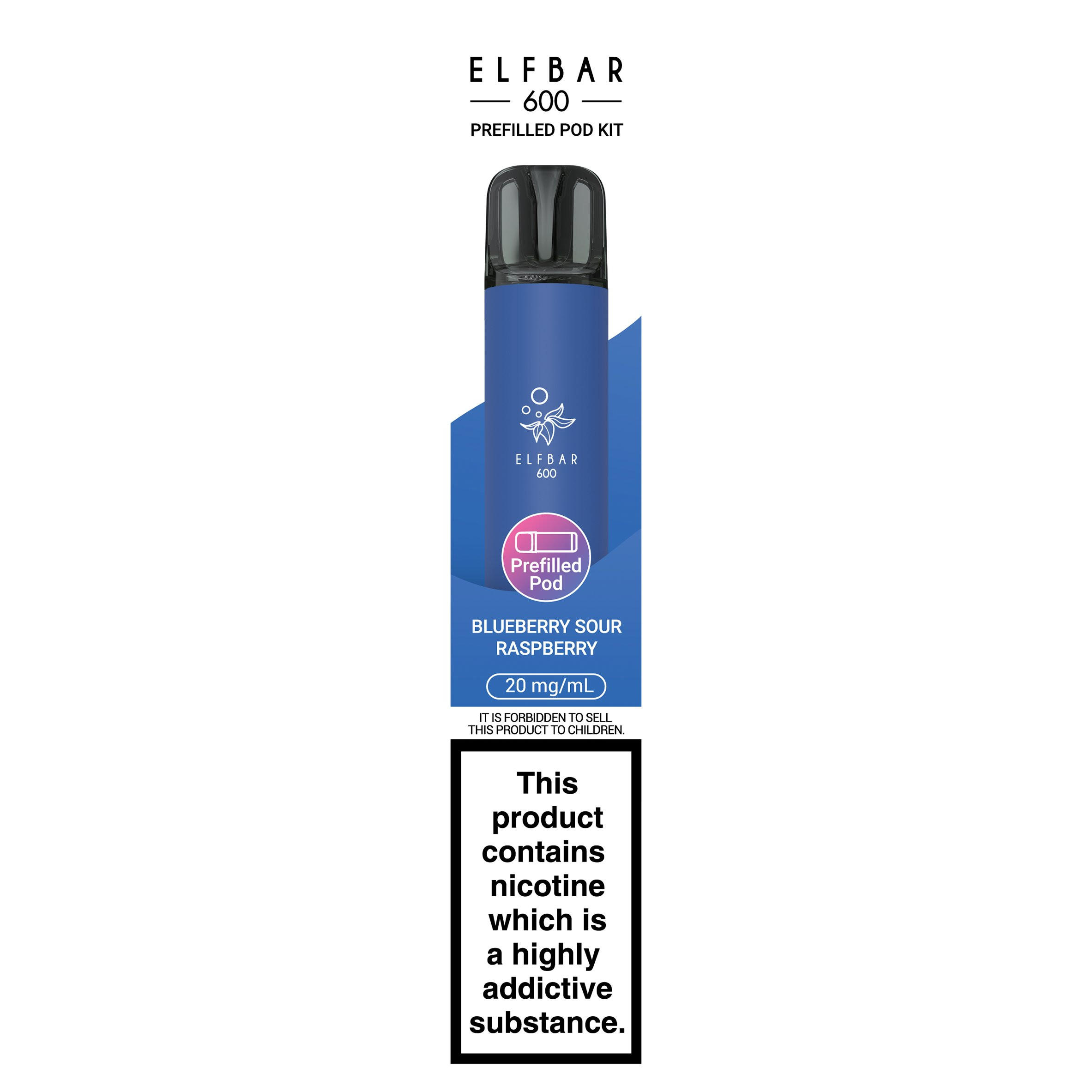 Elfbar 600 Blueberry Sour Raspberry Prefilled Pod Kit 20mg