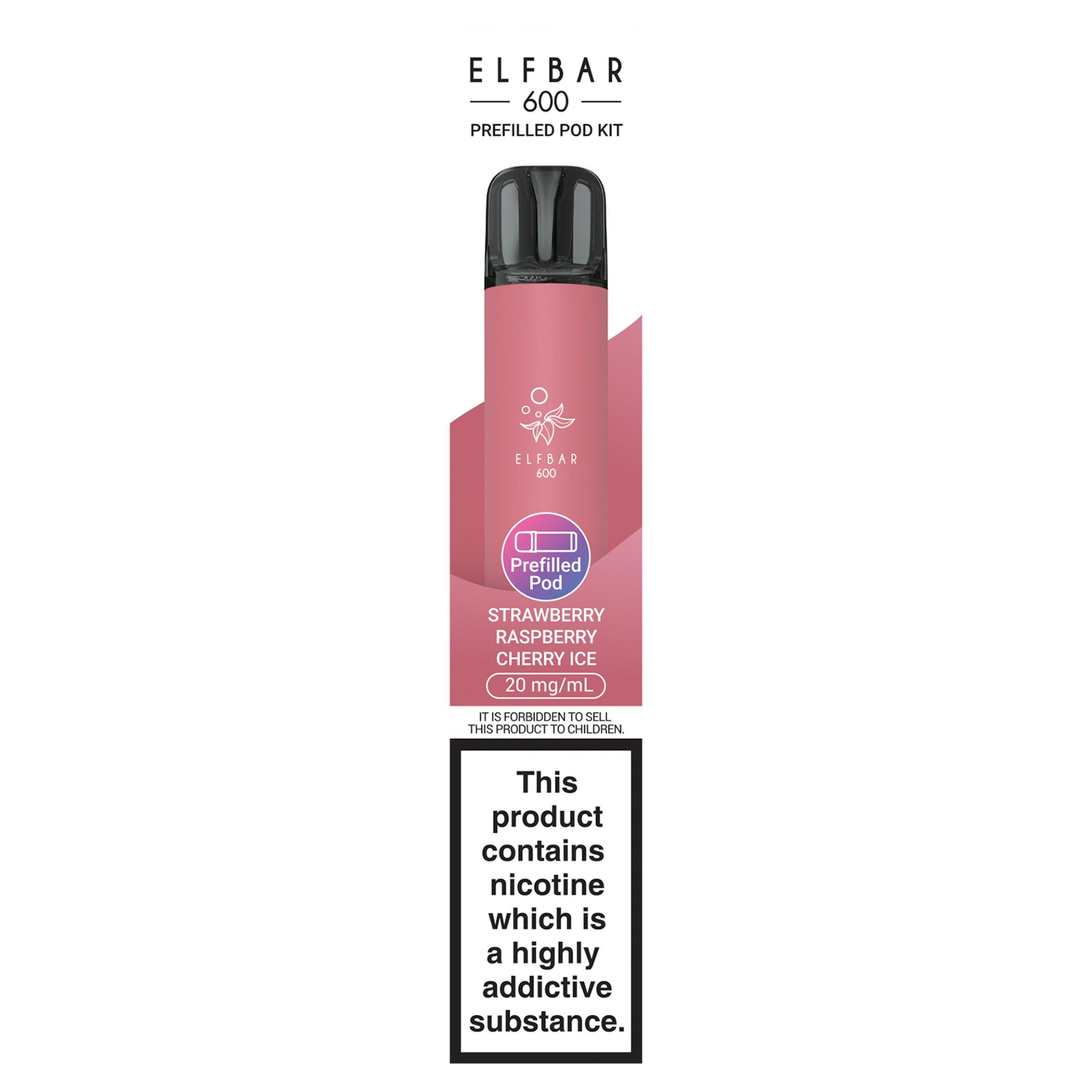 Elfbar 600 Strawberry Raspberry Cherry Ice Prefilled Pod Kit