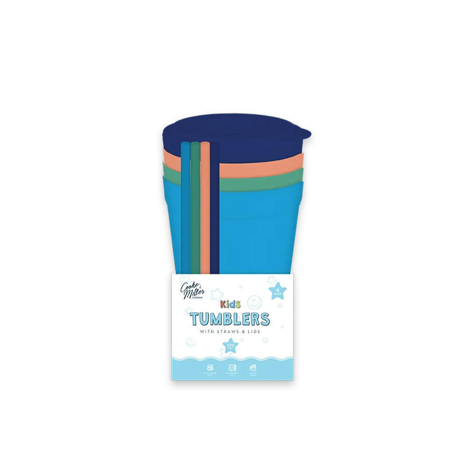Boys Tumblers with Straws and Lids 4pk