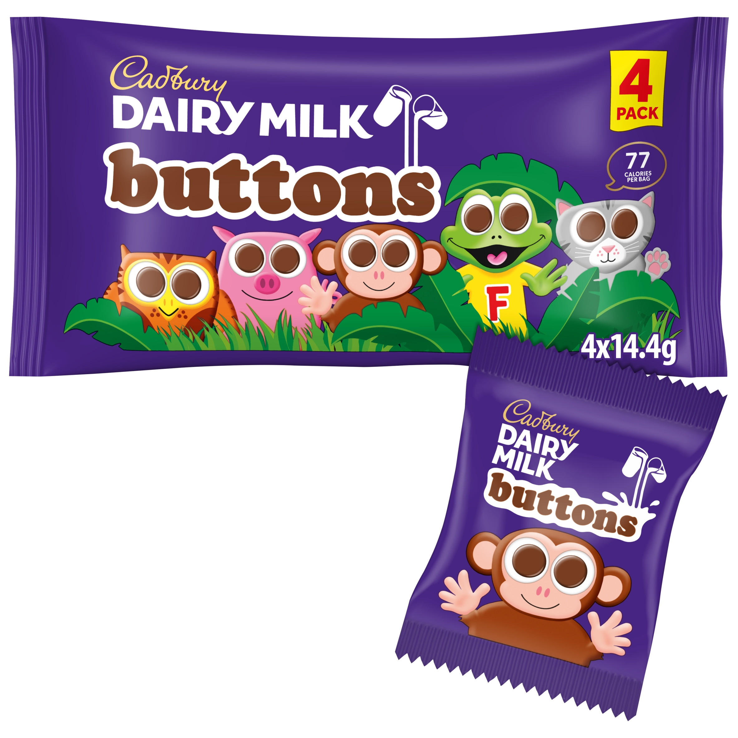 Cadbury Dairy Milk Chocolate Buttons 4 Pack Multipack 57.6g (4 x 14.4g)