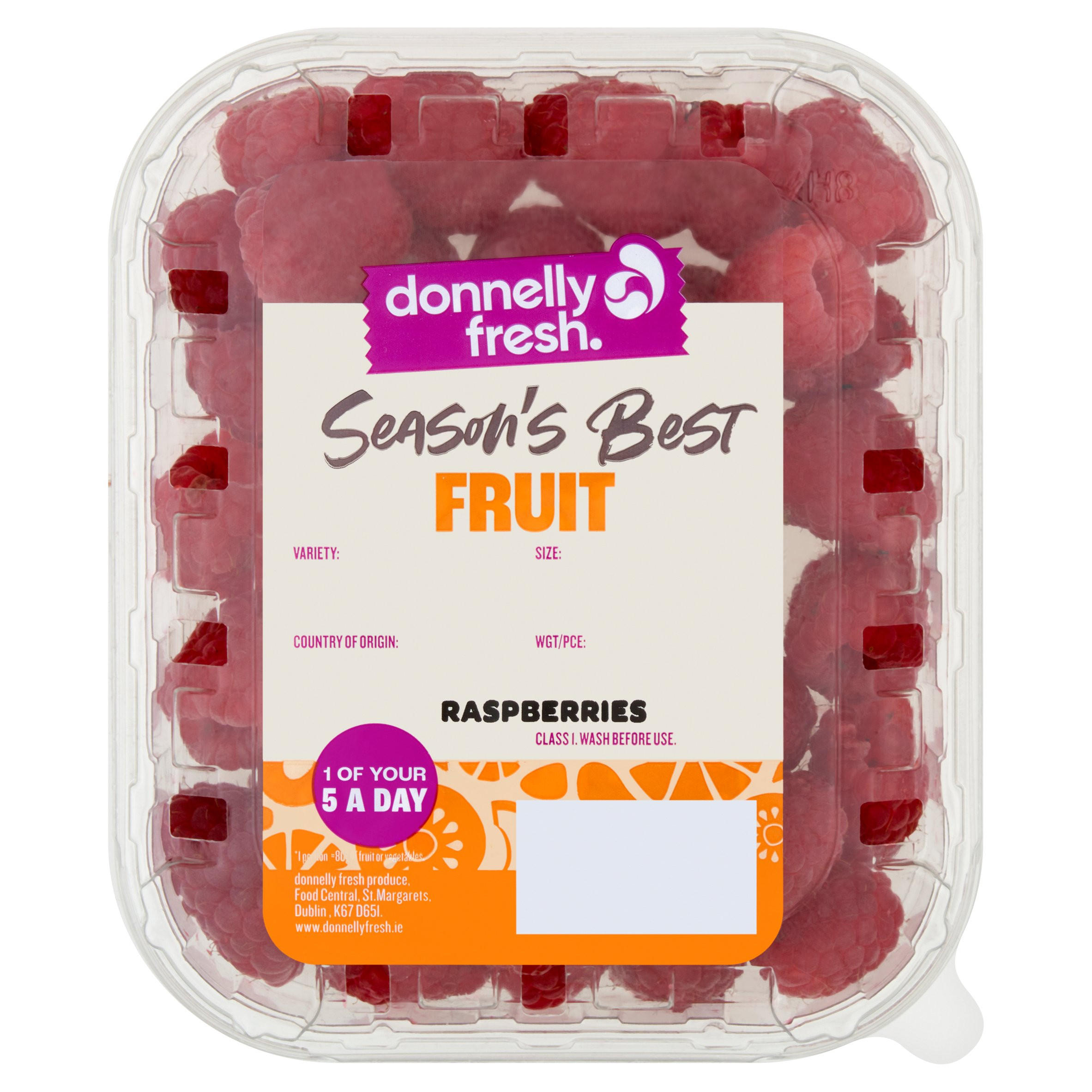 Donnelly Fresh Season's Best Fruit Raspberries 125g