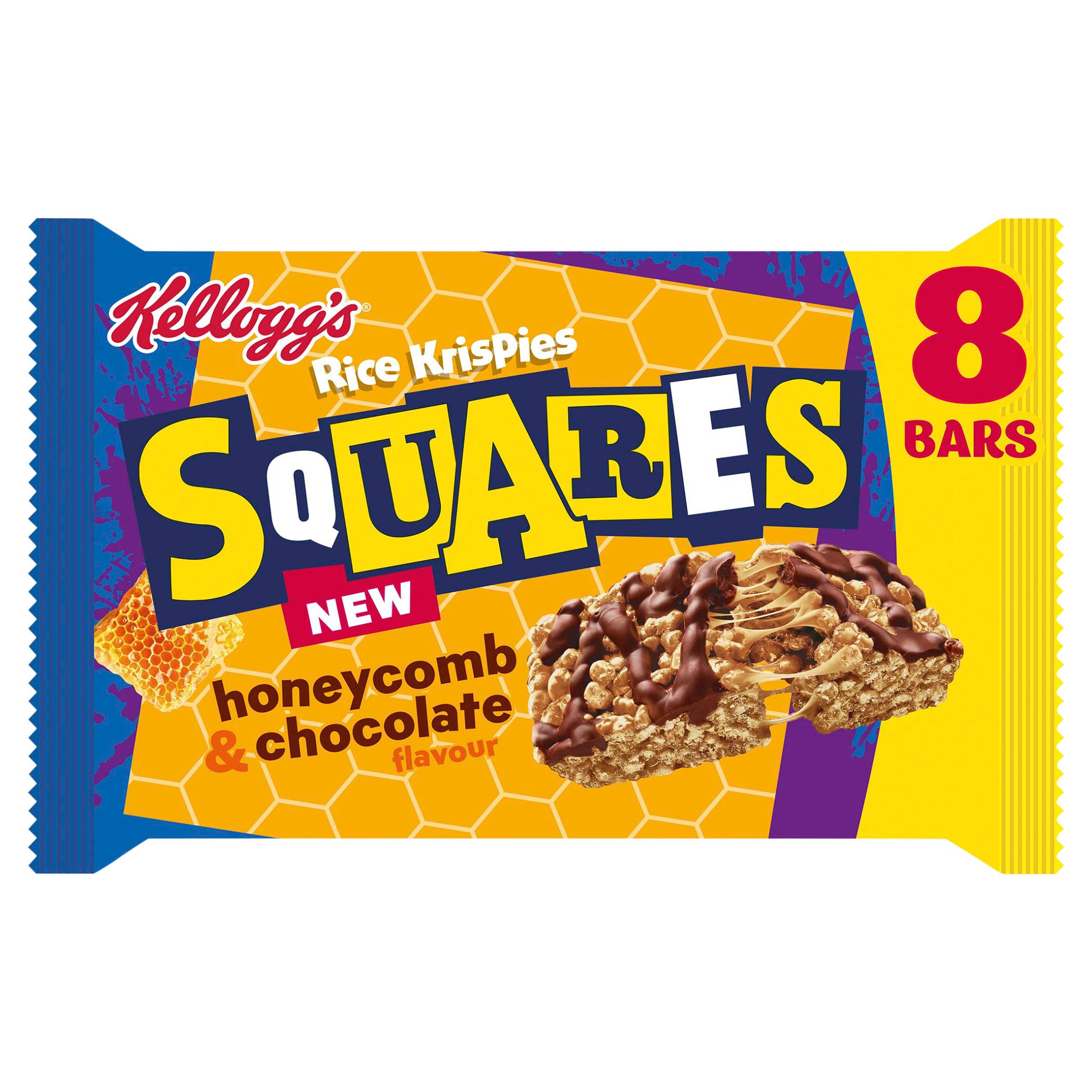 Kellogg’s Rice Krispies Squares Honeycomb & Chocolate flavour Cereal Bars, 8x33g