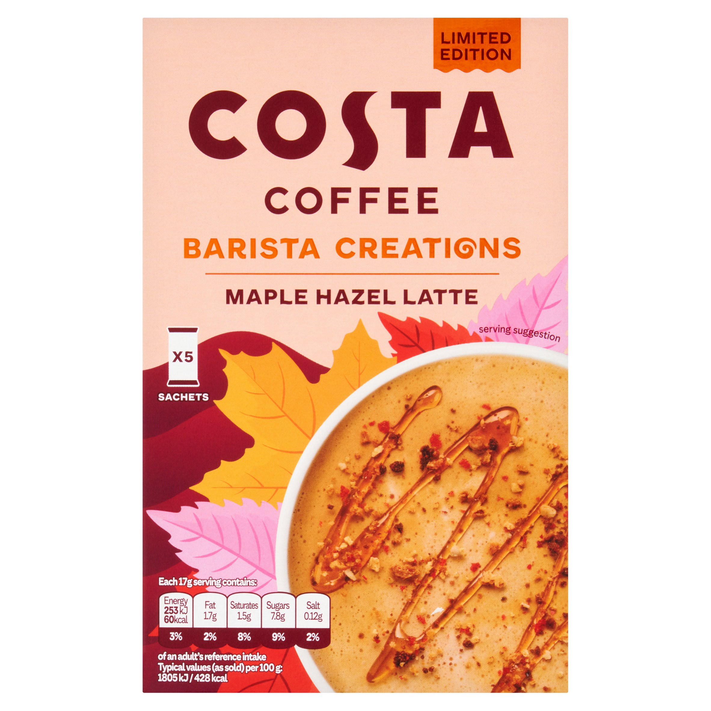 Costa Coffee Limited Edition Barista Creations Maple Hazel Latte 5 x 17g (85g)