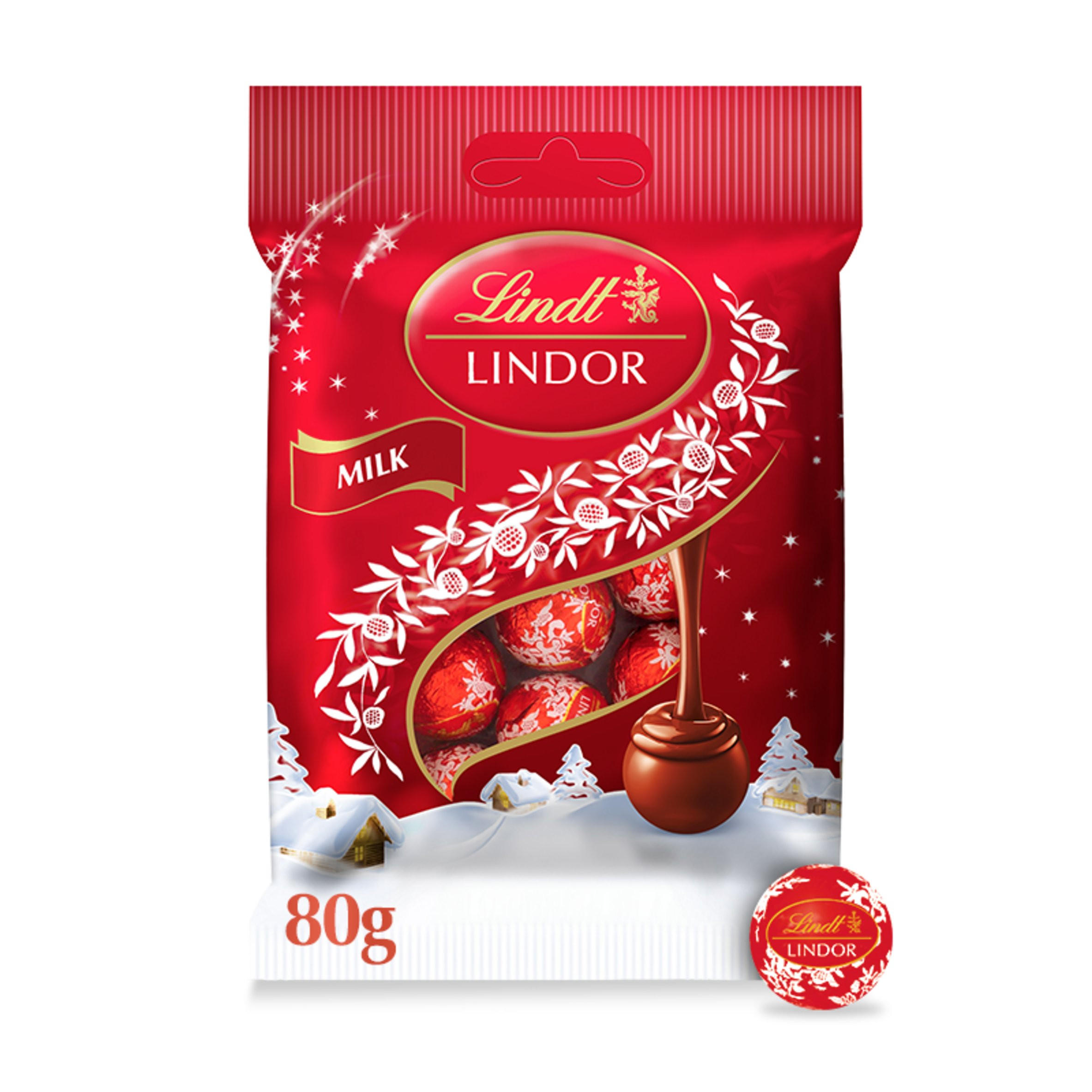 Lindt Lindor Christmas Milk Chocolate Mini Truffles Bag 80g