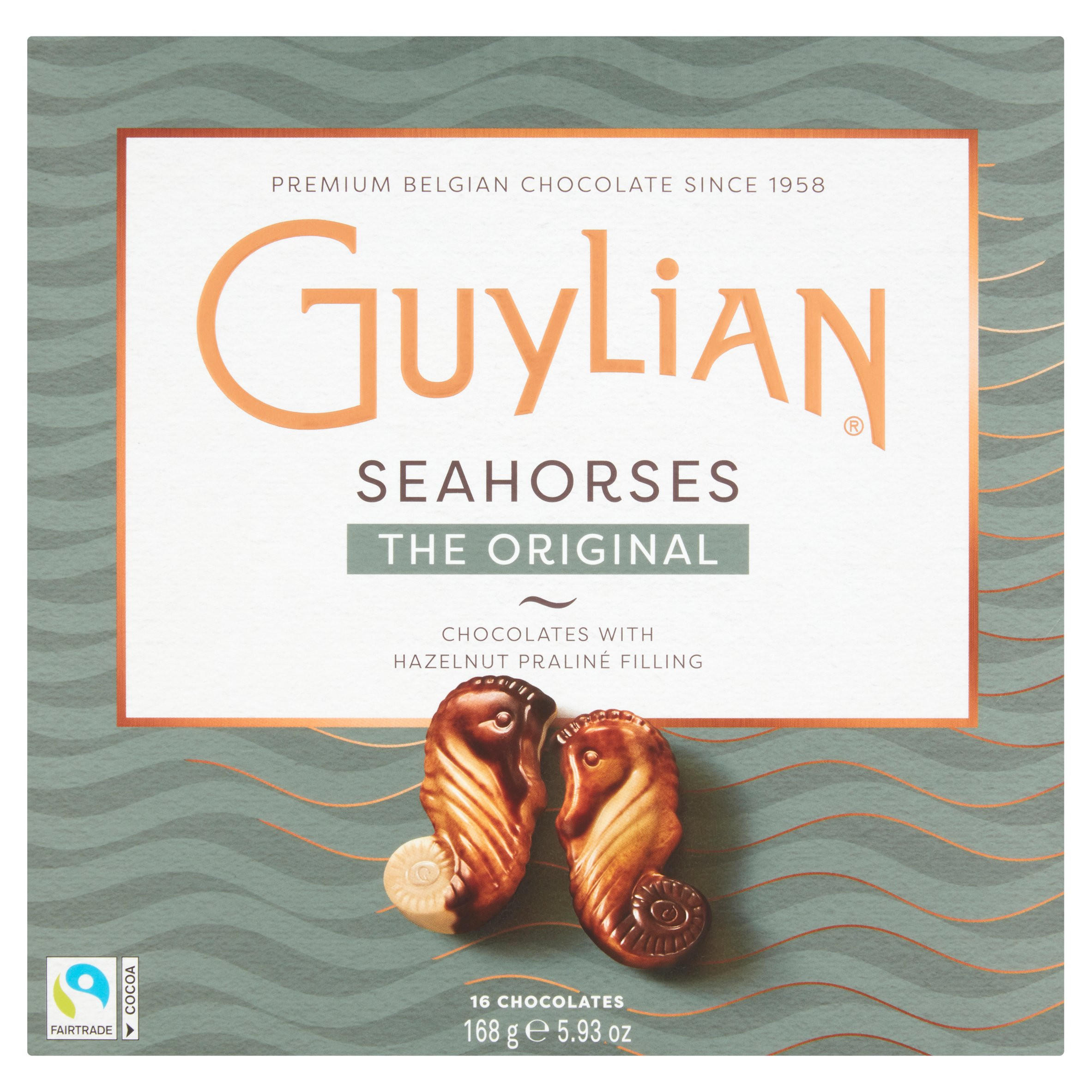 Guylian Faitrade Seahorses The Original 16 Chocolates with Hazelnut Praliné Filling 168g